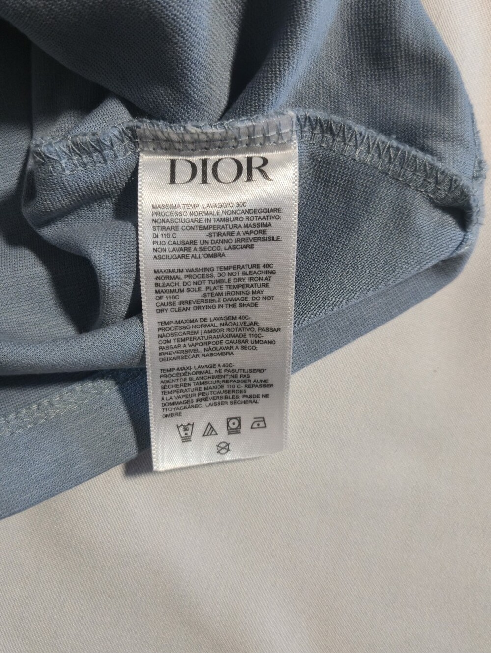 Dior Light Blue Tee with Black Logo - Picture 4 of 4